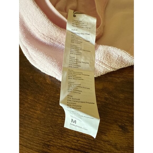 Fabletics Womens Pink Terry Cloth Crop Top Halter Style M Built in Bra - Picture 7 of 16